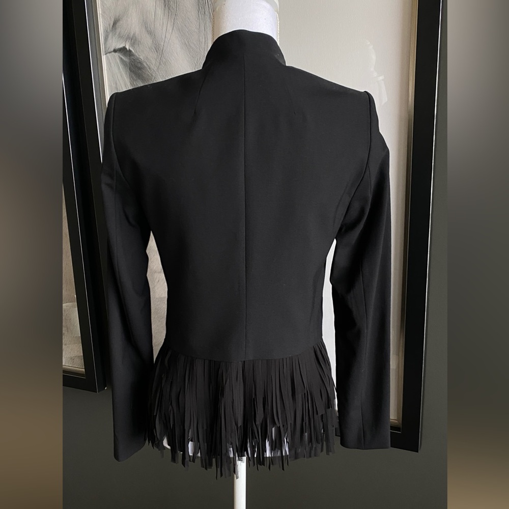 Banana Republic Blazer Jacket with Fringe Bottom NWT  size 2. Jet Black - Picture 4 of 11